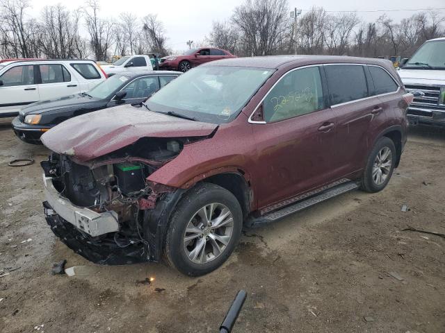 5TDBKRFH8FS164462 - 2015 TOYOTA HIGHLANDER LE BURGUNDY photo 1