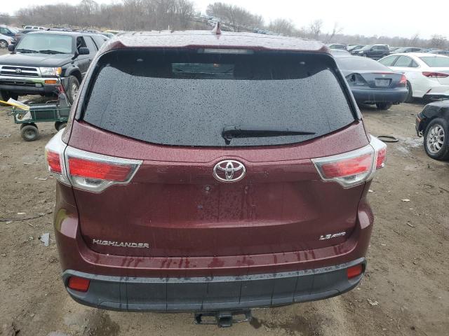 5TDBKRFH8FS164462 - 2015 TOYOTA HIGHLANDER LE BURGUNDY photo 6