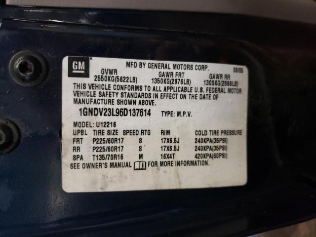 1GNDV23L96D137614 - 2006 CHEVROLET UPLANDER LS 蓝色 照片 10