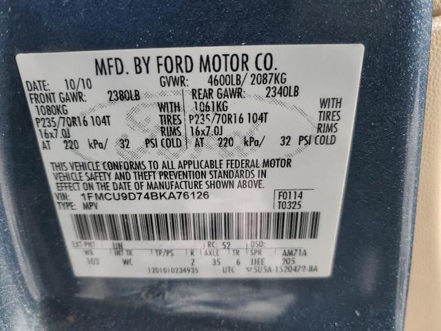 1FMCU9D74BKA76126 - 2011 FORD ESCAPE XLT BLUE photo 12