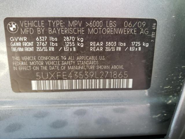 5UXFE43539L271865 - 2009 BMW X5 XDRIVE30I GRAY photo 13