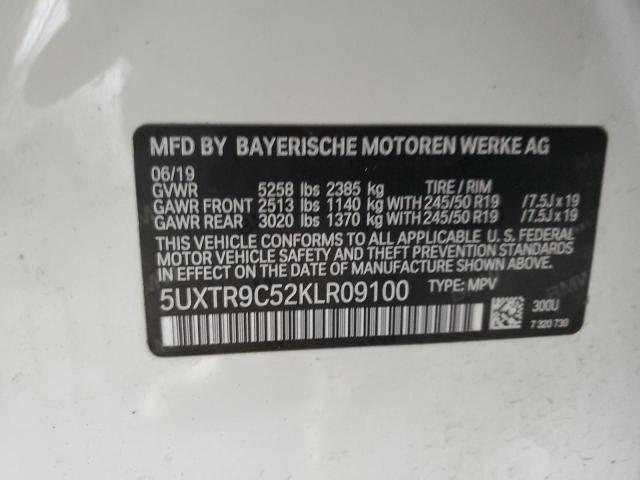 5UXTR9C52KLR09100 - 2019 BMW X3 XDRIVE30I WHITE photo 13
