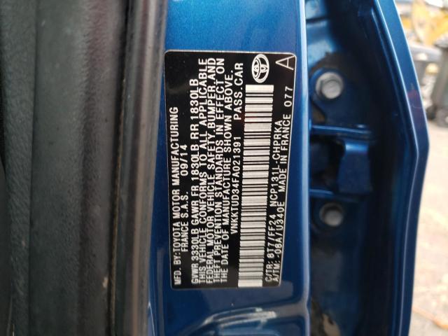 VNKKTUD34FA021391 - 2015 TOYOTA YARIS BLUE photo 13