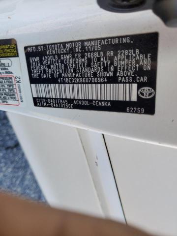 4T1BE32K86U706964 - 2006 TOYOTA CAMRY LE WHITE photo 12