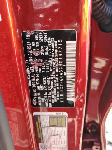 5XYPG4A33HG197715 - 2017 KIA SORENTO LX RED photo 12