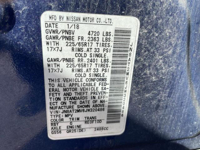 JN8AT2MV6JW320486 - 2018 NISSAN ROGUE S BLUE photo 10