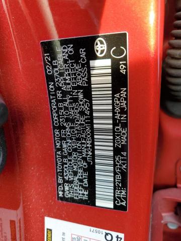 JTNKHMBXXM1114957 - 2021 TOYOTA C-HR XLE RED photo 12