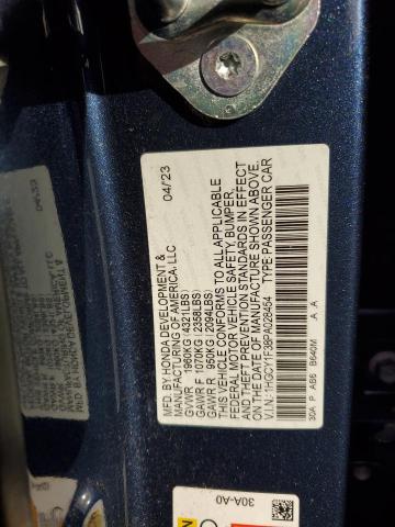 1HGCY1F38PA028454 - 2023 HONDA ACCORD EX BLUE photo 12