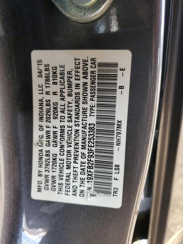 19XFB2F93FE253383 - 2015 HONDA CIVIC EXL Boz foto 13