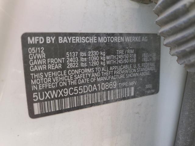 5UXWX9C55D0A10869 - 2013 BMW X3 XDRIVE28I WHITE photo 12