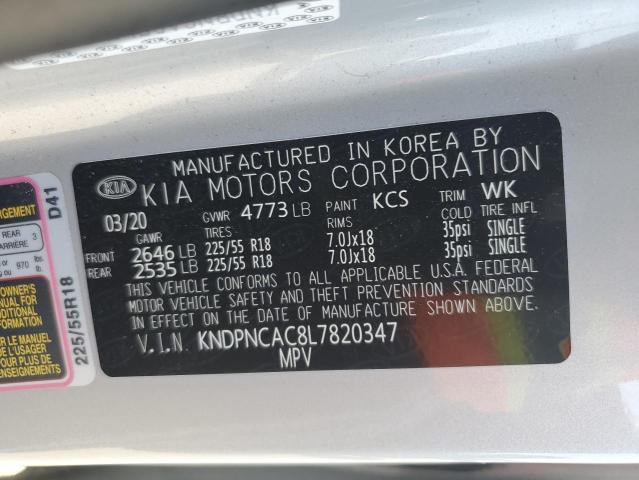 KNDPNCAC8L7820347 - 2020 KIA SPORTAGE EX SILVER photo 14