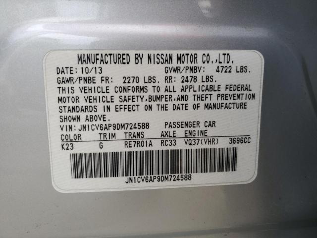 JN1CV6AP9DM724588 - 2013 INFINITI G37 BASE SILVER photo 12