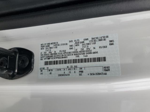 1FTMF1C57PKE38493 - 2023 FORD F150 WHITE photo 12