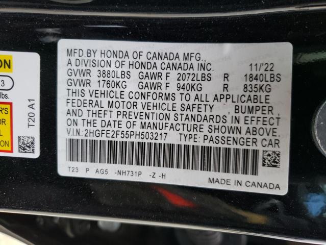 2HGFE2F55PH503217 - 2023 HONDA CIVIC SPORT 黑色 照片 12