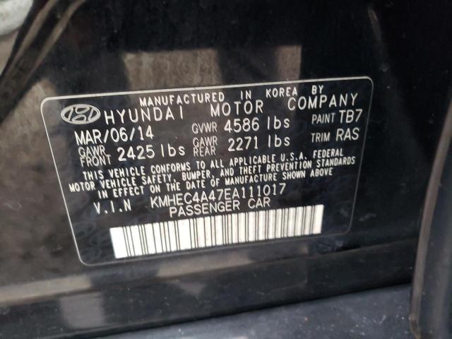 KMHEC4A47EA111017 - 2014 HYUNDAI SONATA HYBRID BLACK photo 12