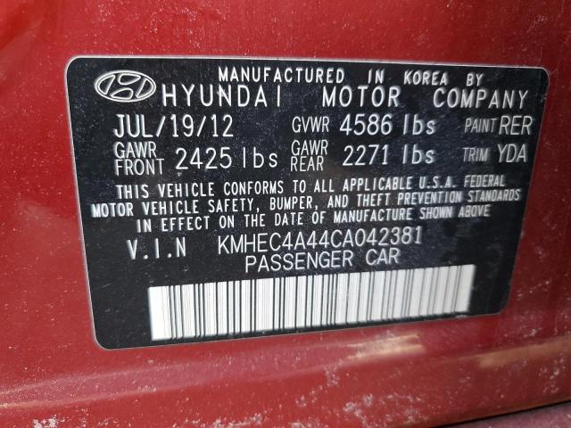 KMHEC4A44CA042381 - 2012 HYUNDAI SONATA HYBRID RED photo 12