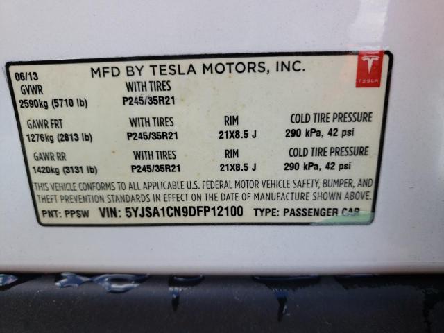 5YJSA1CN9DFP12100 - 2013 TESLA MODEL S თეთრი ფოტო 12