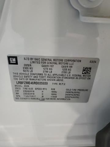 LRBFZME46RD035939 - 2024 BUICK ENVISION PREFERRED თეთრი ფოტო 13