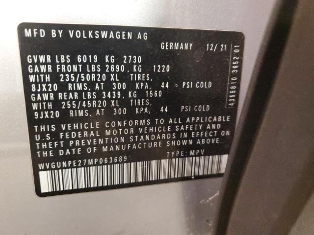 WVGUNPE27MP063689 - 2021 VOLKSWAGEN ID.4 PRO S 银色 照片 13