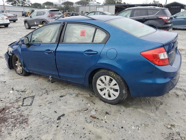 2HGFB2F59CH560622 - 2012 HONDA CIVIC LX BLUE photo 2