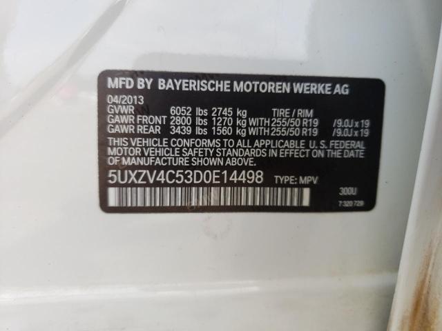 5UXZV4C53D0E14498 - 2013 BMW X5 XDRIVE35I WHITE photo 12