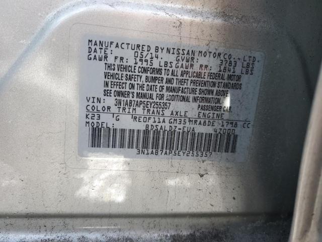 3N1AB7AP5EY255357 - 2014 NISSAN SENTRA S SILVER photo 12