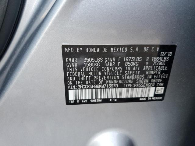 3HGGK5H88KM713679 - 2019 HONDA FIT EX GRAY photo 12