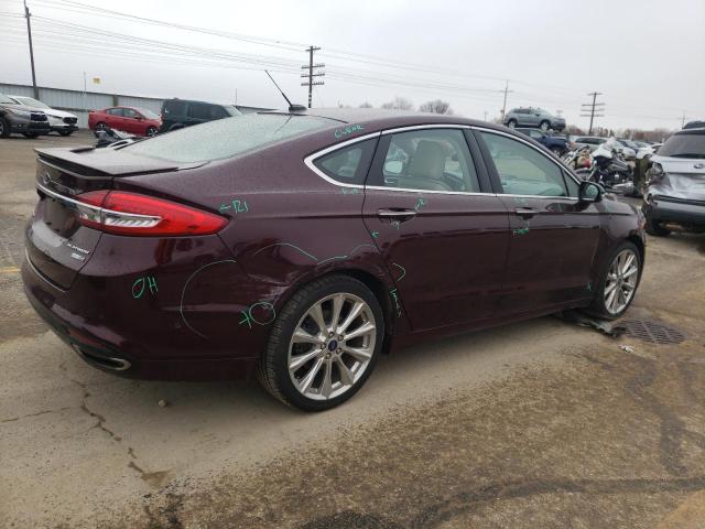 3FA6P0D9XHR267694 - 2017 FORD FUSION TITANIUM RED photo 3