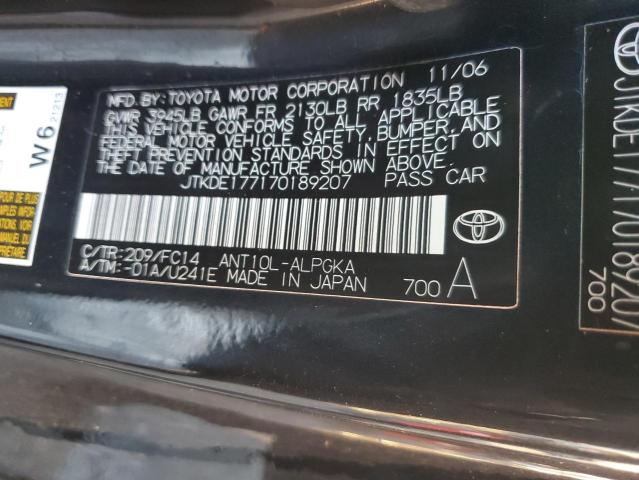 JTKDE177170189207 - 2007 TOYOTA SCION TC BLACK photo 13