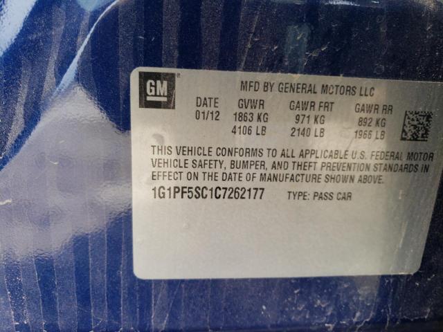 1G1PF5SC1C7262177 - 2012 CHEVROLET CRUZE LT BLUE photo 12