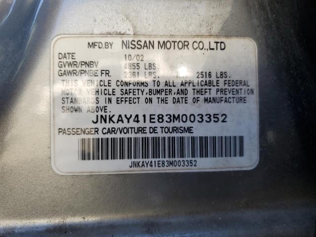 JNKAY41E83M003352 - 2003 INFINITI M45 GRAY photo 12