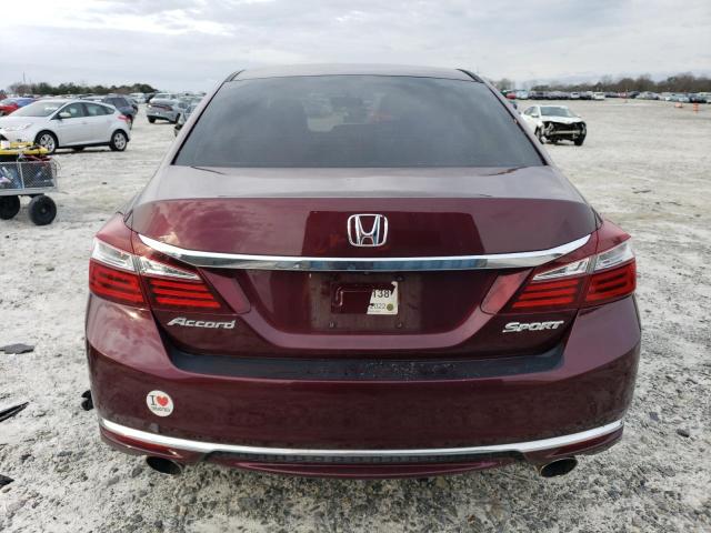 1HGCR2F50GA057211 - 2016 HONDA ACCORD SPORT BURGUNDY photo 6