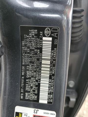 2T1BU4EE3CC786699 - 2012 TOYOTA COROLLA BASE GRAY photo 12