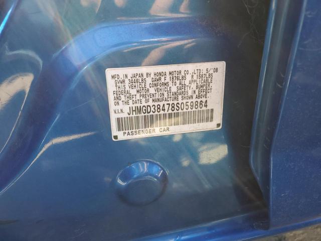 JHMGD38478S059864 - 2008 HONDA FIT BLUE photo 12