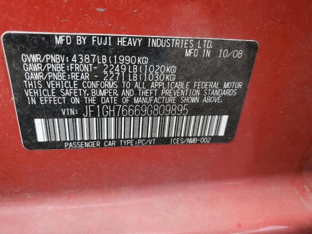 JF1GH76669G809895 - 2009 SUBARU IMPREZA WRX RED photo 12