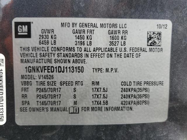 1GNKVFED1DJ113150 - 2013 CHEVROLET TRAVERSE LS GRAY photo 14