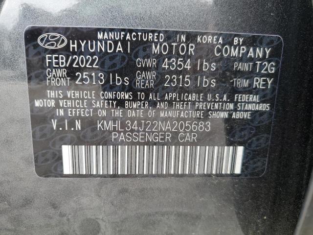 KMHL34J22NA205683 - 2022 HYUNDAI SONATA LIMITED GRAY photo 12