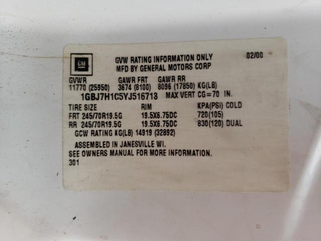 1GBJ7H1C5YJ516713 - 2000 CHEVROLET C-SERIES C7H042 WHITE photo 10