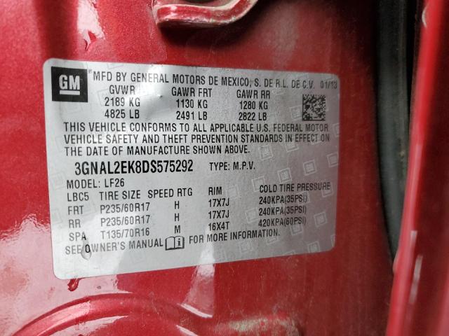 3GNAL2EK8DS575292 - 2013 CHEVROLET CAPTIVA LS 红色 照片 13