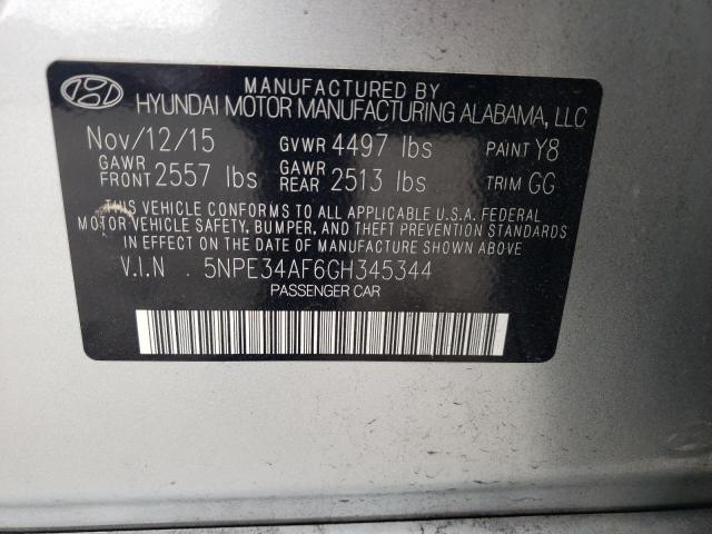 5NPE34AF6GH345344 - 2016 HYUNDAI SONATA SPORT SILVER photo 12