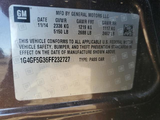 1G4GF5G36FF232727 - 2015 BUICK LACROSSE PREMIUM MAROON photo 12