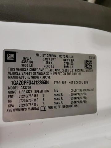 1GAZGPFG4J1228684 - 2018 CHEVROLET EXPRESS G3 LT WHITE photo 13