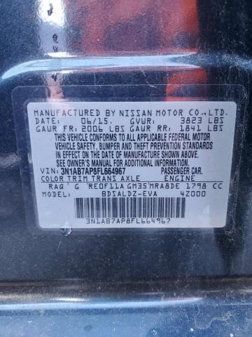 3N1AB7AP8FL664967 - 2015 NISSAN SENTRA S BLUE photo 12