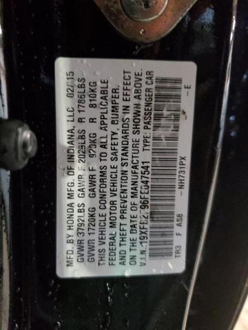 19XFB2F96FE047541 - 2015 HONDA CIVIC EXL BLACK photo 12