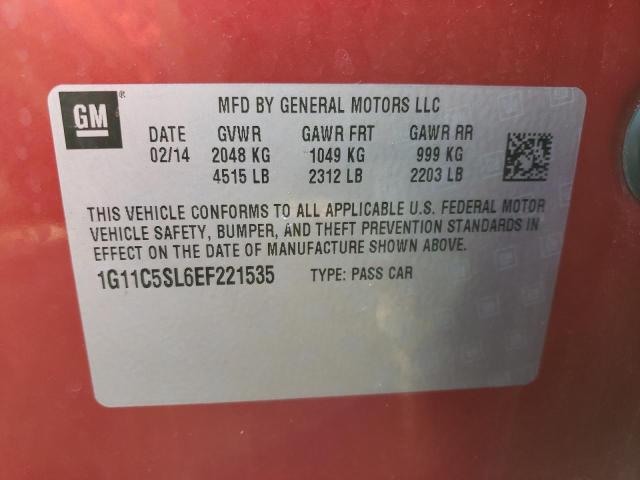 1G11C5SL6EF221535 - 2014 CHEVROLET MALIBU 1LT წითელი ფოტო 12