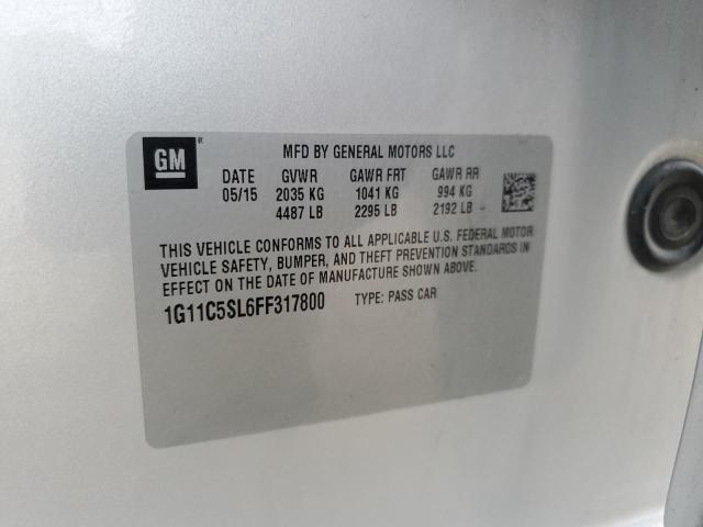 1G11C5SL6FF317800 - 2015 CHEVROLET MALIBU 1LT Күміс фото 12