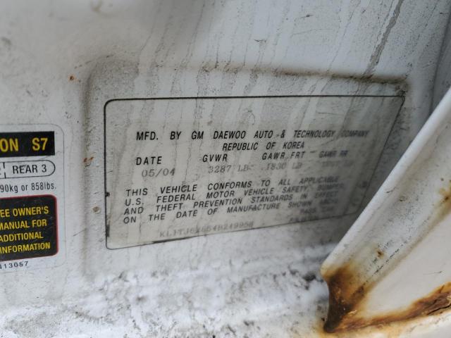 KL1TJ62654B249958 - 2004 CHEVROLET AVEO LS თეთრი ფოტო 12