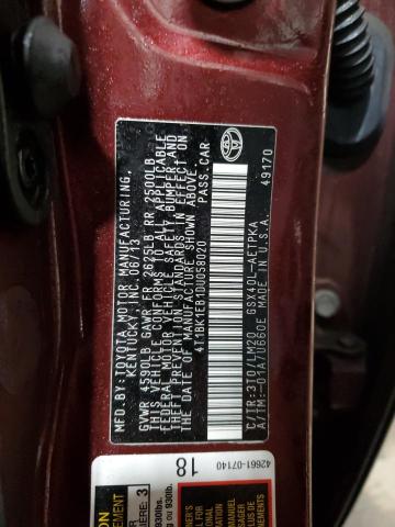 4T1BK1EB1DU058020 - 2013 TOYOTA AVALON BASE 勃艮第红 照片 13