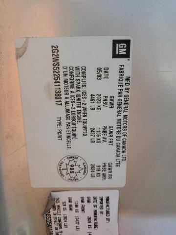 2G2WS522541138017 - 2004 PONTIAC GRAND PRIX GT2 ვერცხლისფერი ფოტო 13