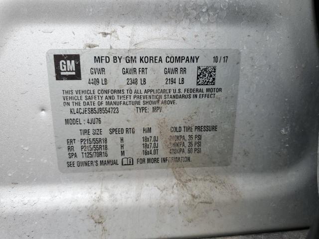 KL4CJESB5JB554723 - 2018 BUICK ENCORE PREFERRED SILVER photo 13